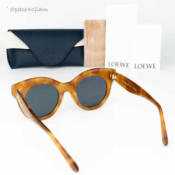 Loewe Women Sunglasses Shiny Havana Blue Cat Eye LW40126I CURVY 53V BRAND NEW - Picture 8 of 8